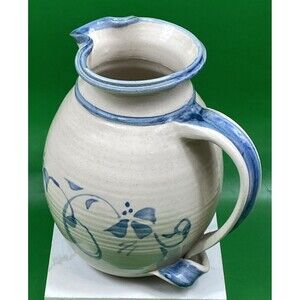 Vintage Custom Pottery Pitcher w/Unique Flip Bottom Handle Artist Signed Erin 98